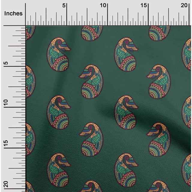 oneOone Cotton Flex Fabric Paisley Block Print Sewing Fabric BTY 40 Inch Wide