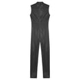 thumbnail image 3 of YIZYIF Kids Girls Metallic Jumpsuit Sleeveless Gymnastics Acrobatics Full Length Bodysuit Modern Dance Performance Unitard Black 8, 3 of 5