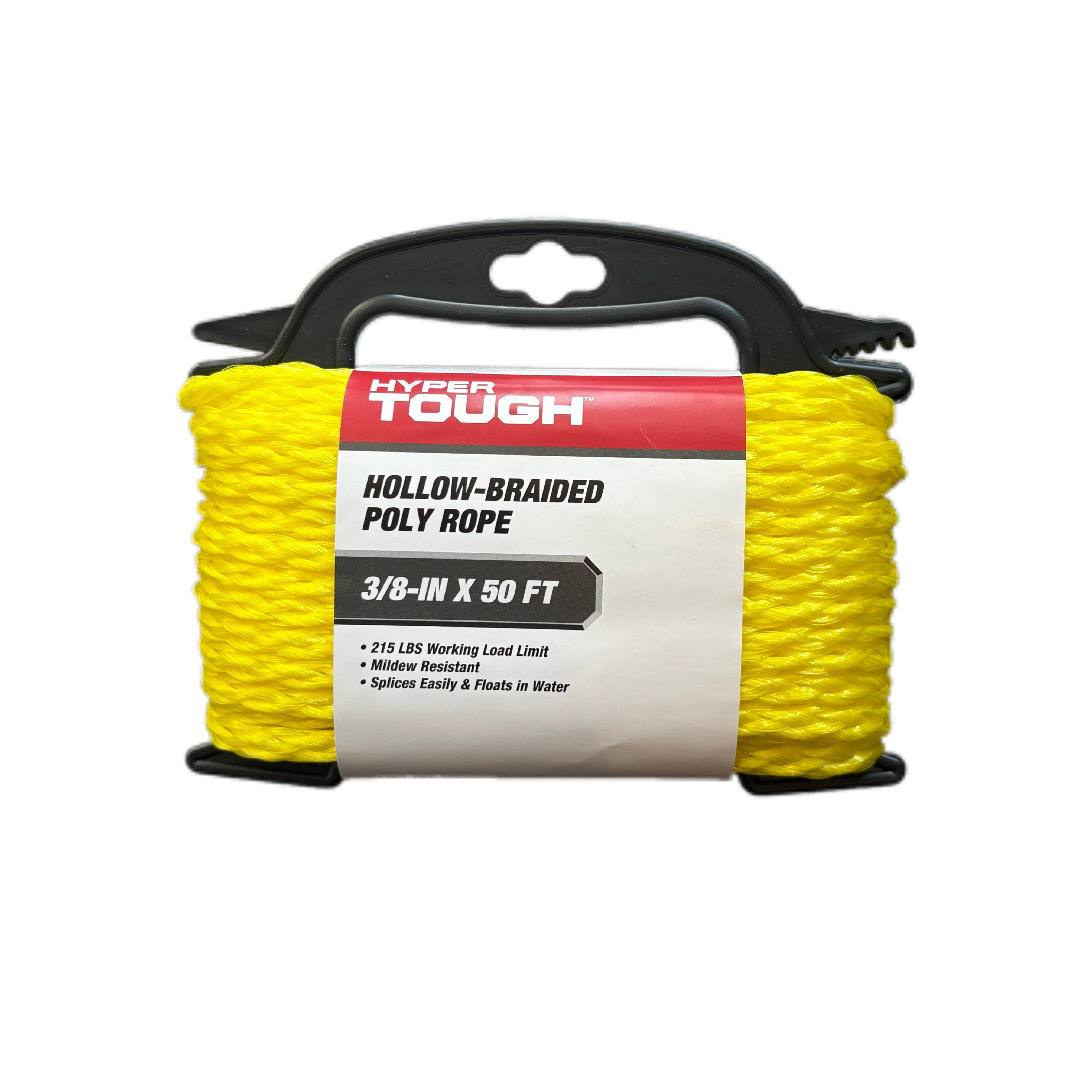 Hyper Tough Polypropylene Diamond Braid Rope, Black, 1/4 inch x 50
