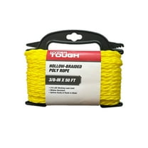 Hyper Tough 3/8 inch x 50 feet Yellow Polypropylene Hollow Braided Rope
