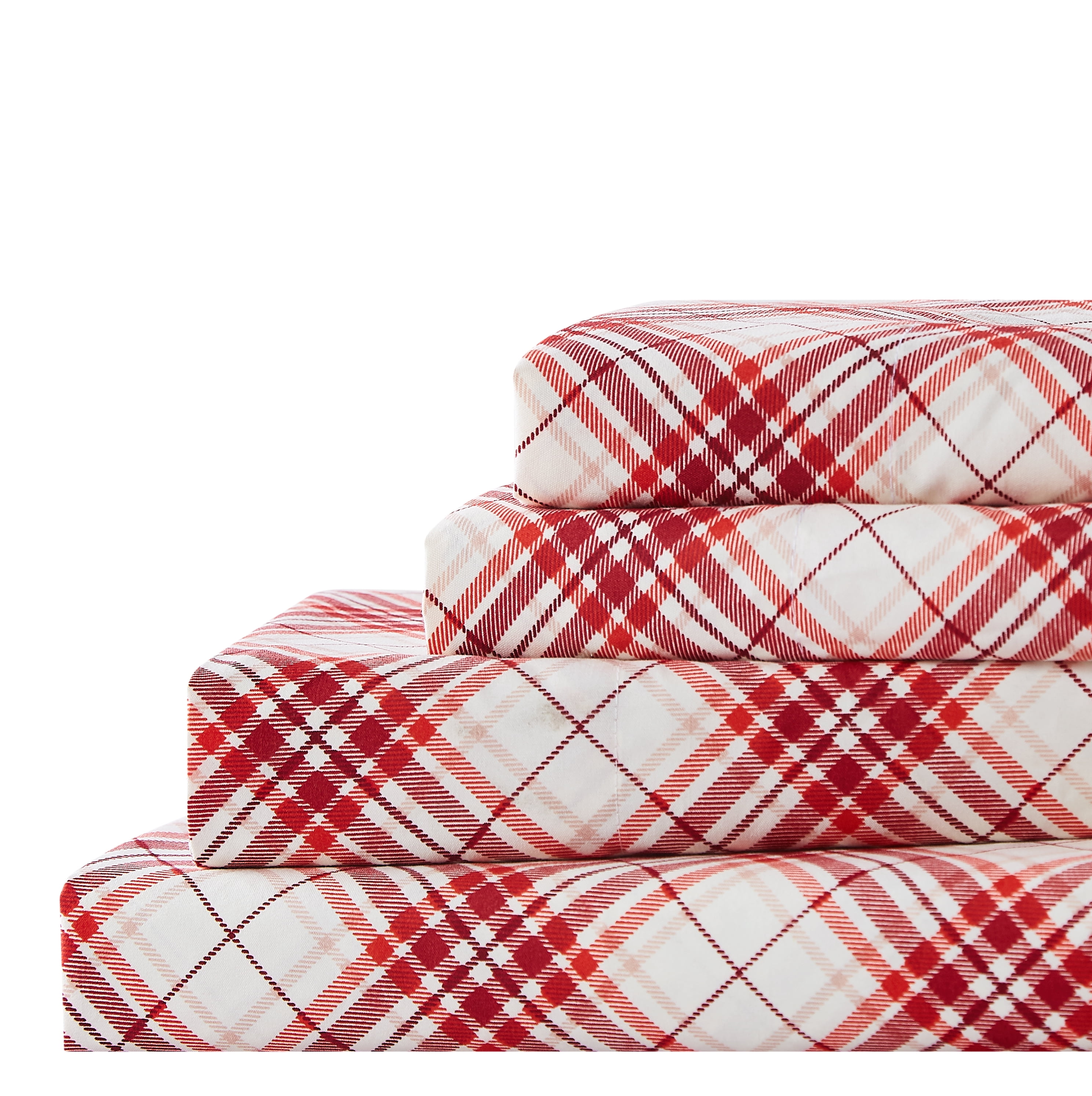 Plaid 3-piece Sheet Set Twin Red