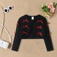 thumbnail image 2 of Zshosam Cardigan for Girls Uniform Girls' Long Sleeve Knitted Cardigan Kids Button Closure Sweaters Cropped Cover Up Tops Size 1T 2T,(Black 1-2 Years), 2 of 5