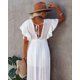 thumbnail image 5 of Verano Sexy mujer playa cubrir vestido con cuello en V largo Maxi vestido túnica Pareo traje de baño traje de baño ropa de playa, 5 of 5