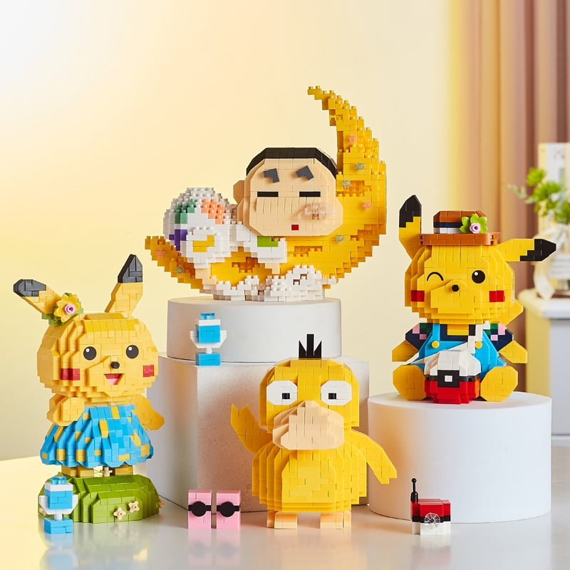 Qianli pour Pokemon Psyduck Nanoblock Serie Pokemon Personnage de Dessin Anime Ornement Compatible avec Lego Blocs de Montage Micro Perceuse DIY 667 Pcs Walmart