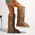 thumbnail image 3 of Women's Winter Fluffy Faux Fur Knee High Snow Boots Warm Plush Furry Outdoor Y2K Boots, 3 of 5