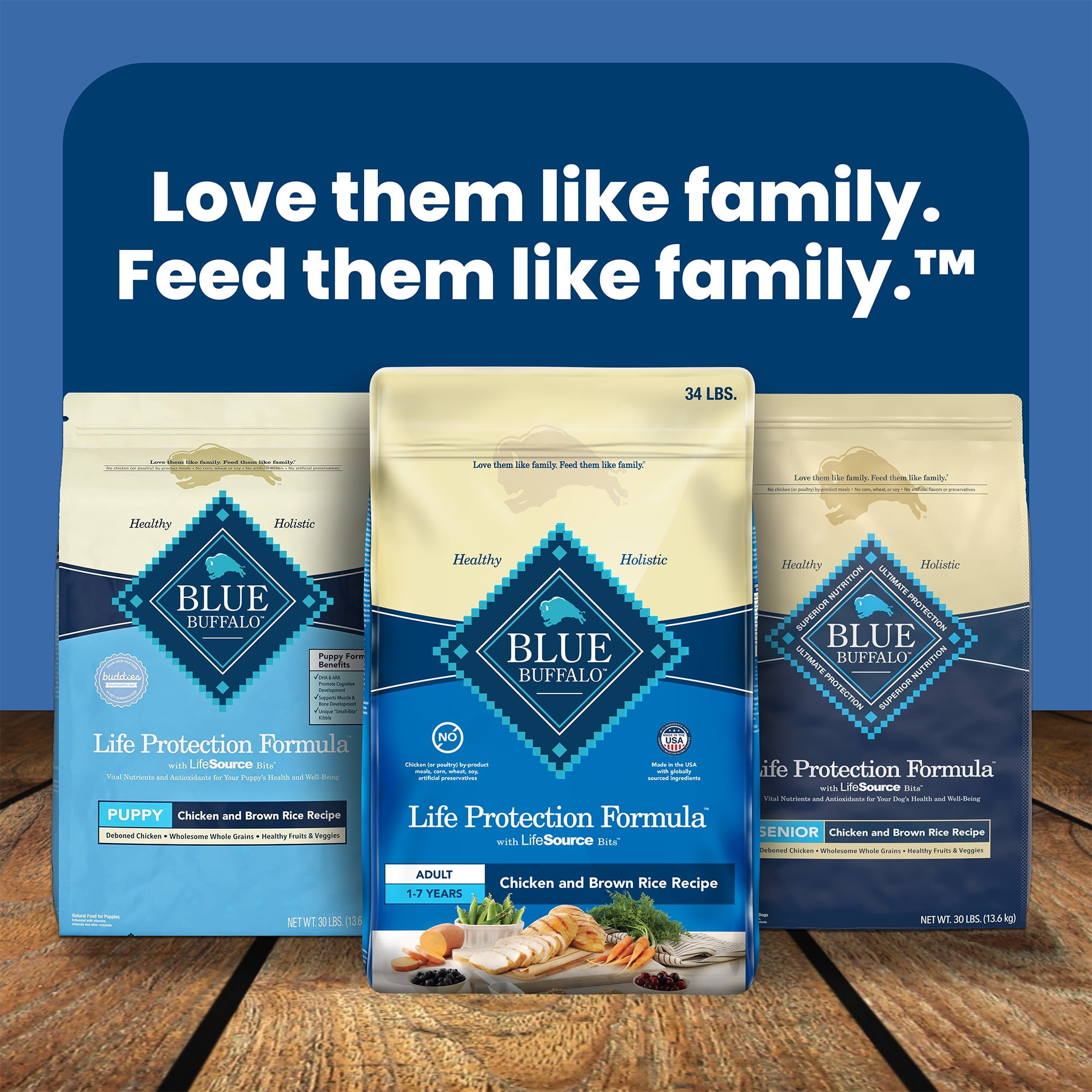 Blue Buffalo Life Protection Formula Adult Dry Dog Food, Chicken & Brown Rice, 34 lbs.