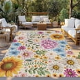 thumbnail image 2 of Sunflower Vintage Outdoor Rug for Patio/Deck/Porch, Non-Slip Large Area Rug 3 x 5 Ft, Colorful Flowers Summer Botanical Retro Art Indoor Outdoor Rugs Washable Area Rugs, Camping Rug Carpet Runner, 2 of 8