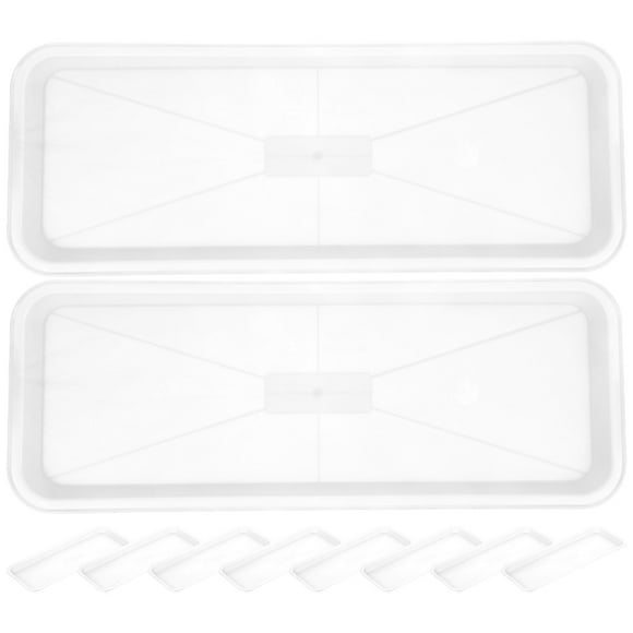 BRIGHTFUFU Bandeja rectangular para macetero, maceta de plástico para flores, platillo para plantas, platillo reutilizable para bonsái, 10 Uds.