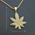 thumbnail image 3 of Hip Hop Full Zircon Men Women Golden Hemp Leaf Pendants Weed Chains Bling Jamaica Esserteauiana 14K Yellow Gold Jewelry Necklaces, 3 of 5