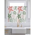 thumbnail image 2 of Tier Curtains 45 Inches Long, Red Sage Green Starfish Coastal Window Treatment Curtain Drapes, Beach Nautical Coral Sea Window Half Privacy Curtains for Bedroom Bathroom, 42"x45", 2 Panels, 2 of 7