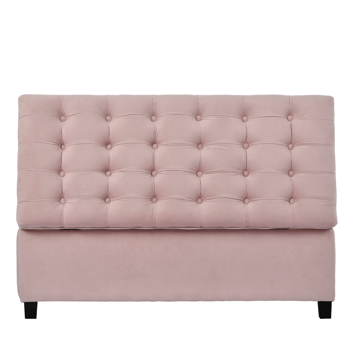 Kadyn Upholstered Flip Top Storage Bench, Storage Ottoman Bench with Button Tufted Top, Folding Chest Foot Rest Stool for Bedroom, Pink