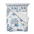 thumbnail image 7 of Quilts Twin-XL Size Bedding Set, Blue Coastal Lightweight Quilted Comforter, Summer Ocean Sea Corals Starfish Shells Soft Reversible Bedspread Coverlet with Pillow Covers for All Season, 68" x 98", 7 of 7