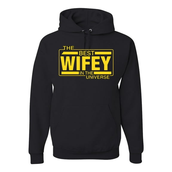The Best Wifey in the Universe | Mens and Womens Mother's Day Hooded Sweatshirt Graphic Hoodie, Black, Small