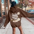 thumbnail image 4 of Bibifish Womens Hoodies Letter Floral Print Drawstring Hoodies With Pocket Oversized Fit Spring Fall Long Sleeve Stylish Pullover Tops For Ladies, 4 of 7