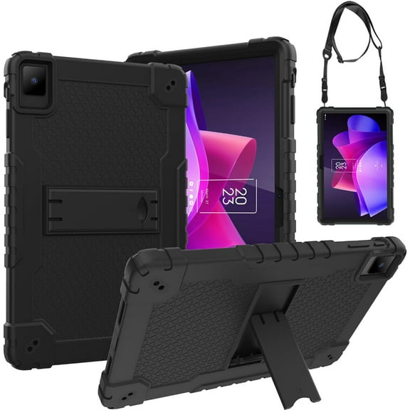 SOATUTO for TCL NXTPAPER 11 Model 9466X6 2023 Tablet Case Drop-Proof Shock-Resistant Rugged Hybrid Kids Friendly Cover Built-in Kickstand for TCL NXTPAPER 11 inch (Black/Black)