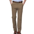 thumbnail image 2 of Blekii Men's Casual Chino Pants, Solid Color Workwear Style Trousers, Loose Straight Leg Comfort Fit, Cotton Fabric for Summer, Versatile Bottoms for Smart Casual Office Or Weekend Wear Coffee, 2 of 6