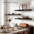 thumbnail image 6 of Black Wooden Floating Shelves for Wall 36 Inches Long,Rustic Solid Wood Farmhouse Wall Shelves with Invisible Brackets for Bathroom, Living Room, Bedroom, Kitchen Set of 3, 6 of 18