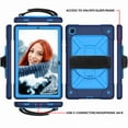 thumbnail image 3 of Dteck For Samsung Galaxy Tab A7 10.4" 2020 T500 T505 Heavy Duty Rugged 3 Layer Full Body Protection Case Kickstand with Shoulder Strap & Hand Strap, Navyblue+Blue, 3 of 6