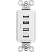 Legrand Radiant 15 Amp Decorator Wall Outlet with 4.2 Amp USB Charger, Quad, Multi Port Charging Station, White,