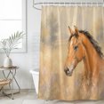 thumbnail image 4 of Brown Horse Head Bathroom Shower Curtains with 12 Hooks Polyester Waterproof Shower Curtain for Stalls and Bathtubs Vintage Farmhouse Western Decorative Bathroom Privacy Curtain 36x78 Inches, 4 of 9