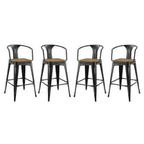 Modway Promenade Bar Stool Set of 4 in Black