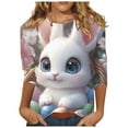 thumbnail image 2 of Cavosen Happy Easter Womens Shirts 3/4 Sleeve Bunny Eggs Print Trendy Pullover T Shirts Crewneck Festival Tops Casual Dressy Holiday Blouse Religious Going out Summer Tees L, 2 of 5