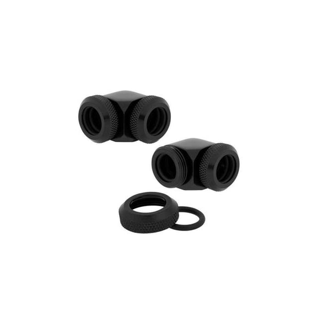 Corsair CX-9052022-WW Raccords Rigides à 90° de 12 mm OD Hydro X Series XF, Noirs - Lot de 2