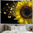 thumbnail image 2 of JRXY Butterfly Sunflower Tapestry Yellow Floral Botanical Plant Blooming Flower Black Background Rustic Farmhouse Tapestry Wall Hanging for Bedroom Living Room Dorm Wall Art Home Decor 60x50inch, 2 of 6