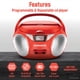 thumbnail image 2 of Magnavox MD6924 Boombox portátil con CD de carga superior y radio estéreo AM/FM en negro | Compatible con CD-R/CD-RW | Pantalla LED | Puerto auxiliar compatible | Reproductor de CD programable | (Rojo, 2 of 5
