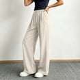 thumbnail image 6 of Taqqpue Womens Pants, Casual Loose Cotton Wide Leg Drawstring Elastic Waist Palazzo Lounge Pants,Solid Color Soft Lightweight Plus Size Beach Vacation Trouser Pants for Women, 6 of 7