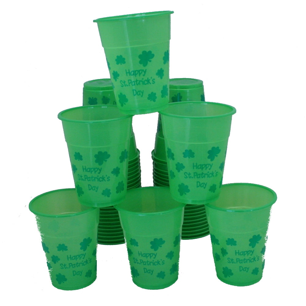 Patrick's Day Decorations Patrick's Day Shamrock Cups Disposable Clear Plastic Cups Home Party Drinking Cups Green Plastic Cups Disposable Cups Beer Cup for St 36 Pieces 12 Oz St 