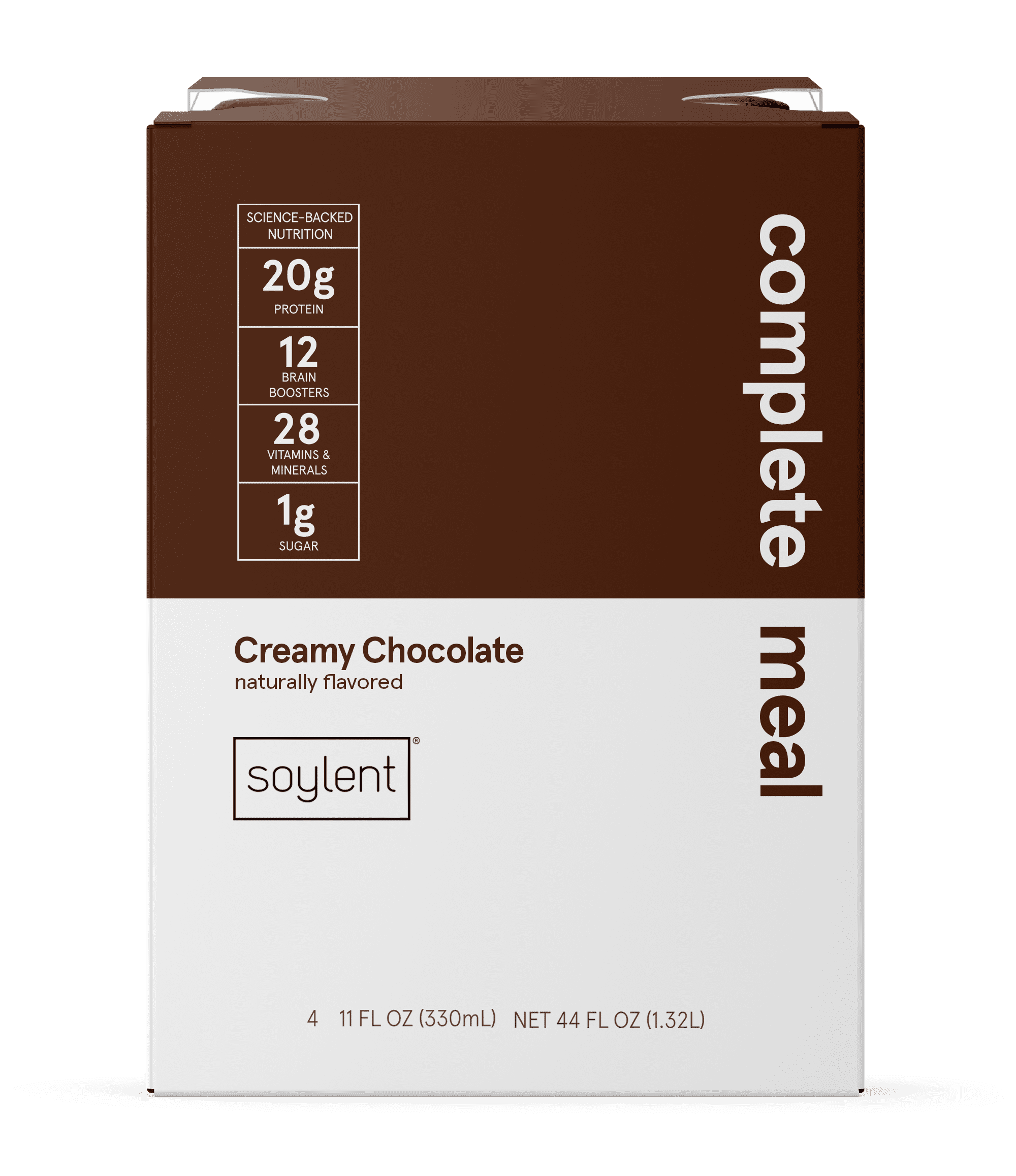 (3 pack) Soylent Protein Nutrition Shake, Creamy Chocolate, 11 fl oz, 4 Count