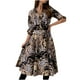 thumbnail image 1 of Moda Mujer Botones Vendaje Casual Vestido estampado Cuello en V Vestido de manga larga Pompotops  hdfakjf1384, 1 of 7