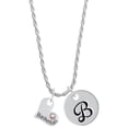 thumbnail image 1 of Delight Jewelry Heart with ''Basketball'' and AB Crystal Silvertone Script Initial Disc - B - Charm Necklace, 20"+3", 1 of 4