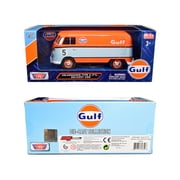Volkswagen Type 2 (T1) Delivery Van #5 Gulf Orange and Light Blue 1/24 Diecast Model Car by Motormax
