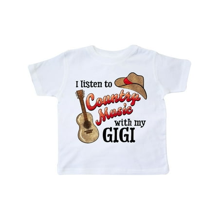 

Inktastic I Listen to Country Music with my Gigi Guitar and Hat Gift Toddler Boy or Toddler Girl T-Shirt