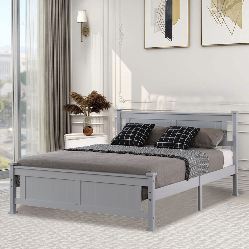 Platform Bed Frame, SEGMART Full Size Bed Frame with Headboard, Wood ...