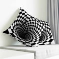 thumbnail image 4 of Throw Pillow Covers 26x26 Inch, 3D Optical Illusion Decorative Pillow Cases for Couch Sofa Bed, Black White Checkered Gingham Plaid Vortex Cotton Linen Square Home Decor Pillowcases, 4 of 7