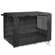 Rockever Polyester Dog Crate Cover - Durable Windproof Pet Kennel Cover for Wire Crate Indoor Outdoor Protection Black 37(L)x 24 (W)x 25(H) fits 36"inch Crate