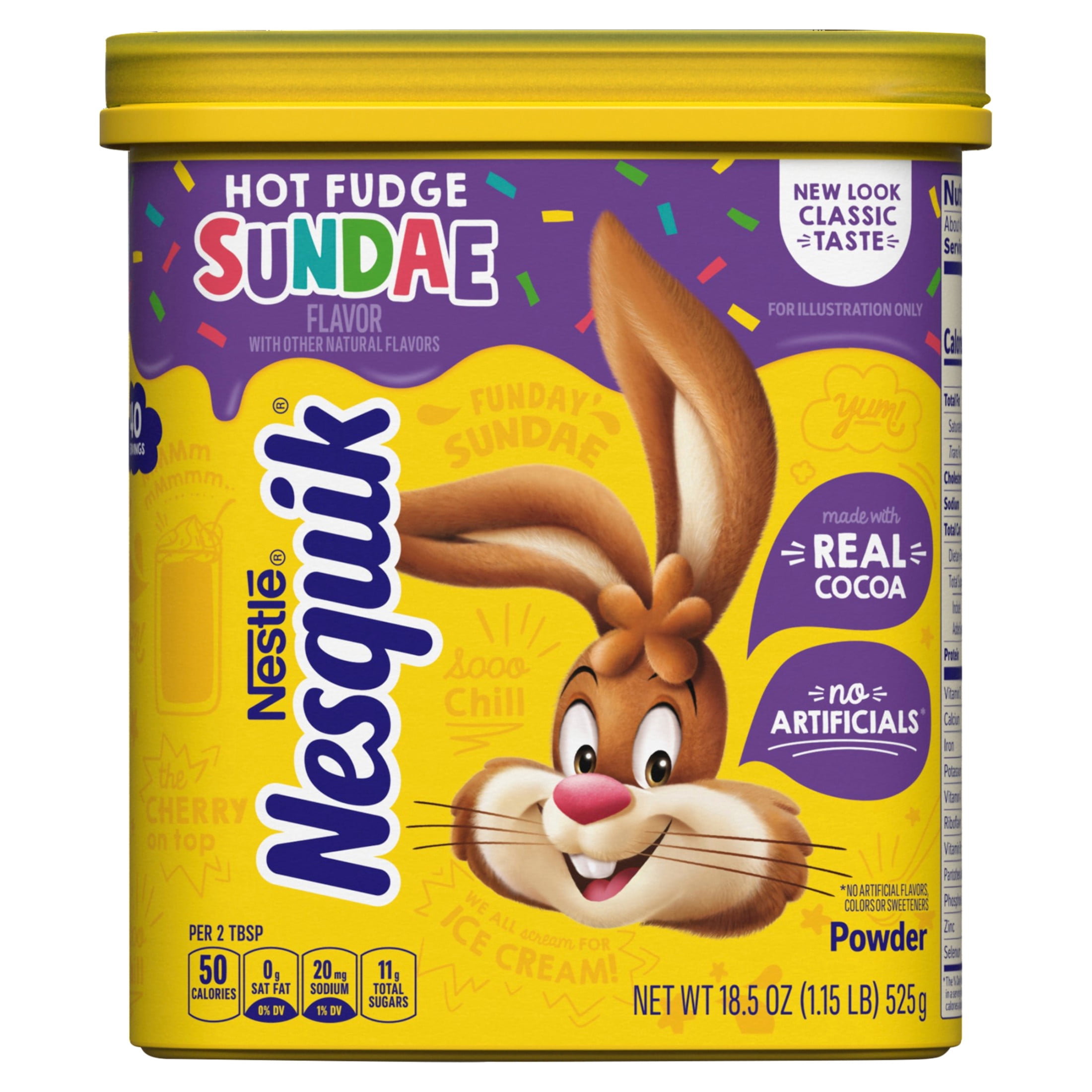 Nestle Nesquik Hot Fudge Sundae Flavor Powder Drink Mix, 18.519 oz, Can