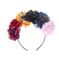 Clearance Sale! Halloween Floral Crown Skeleton Bone Black Red Rose