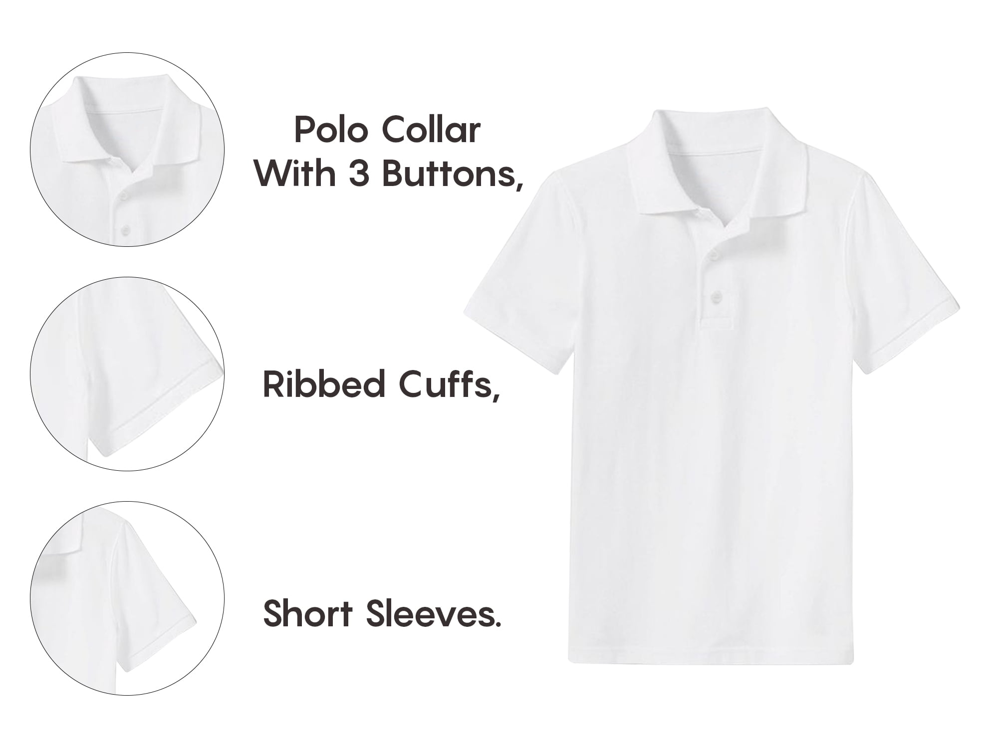 GBH Boys School Uniform Short Sleeve Pique Polo Shirt (Little Boys & Big Boys)
