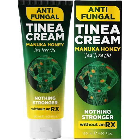 Tinea Versicolor Treatment Antifungal Cream | Relieves Itchy Skin, Ringworm, Jock Itch, Athlete’s Foot & Body Odor, Enriched with Manuka Honey & Tea Tree Oil 120 ml
