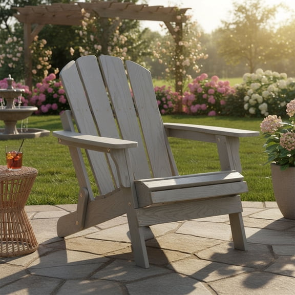 CQSXDA Outdoor Wooden Folding Adirondack Chair with Oversize Embossed Design Pre-Assembled BackRest & SeatBoard Comfort