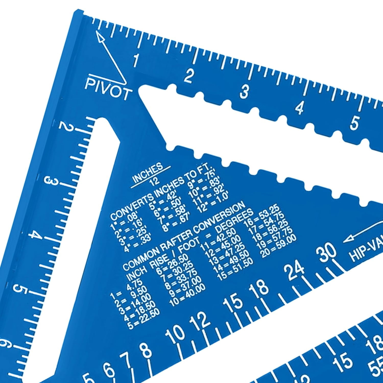 Aluminum 12 Inch Rafter Square Carpenter Measuring Layout Tool Alloy Metal Triangle Ruler Imperial Protractor for Woodworking and Carpentry