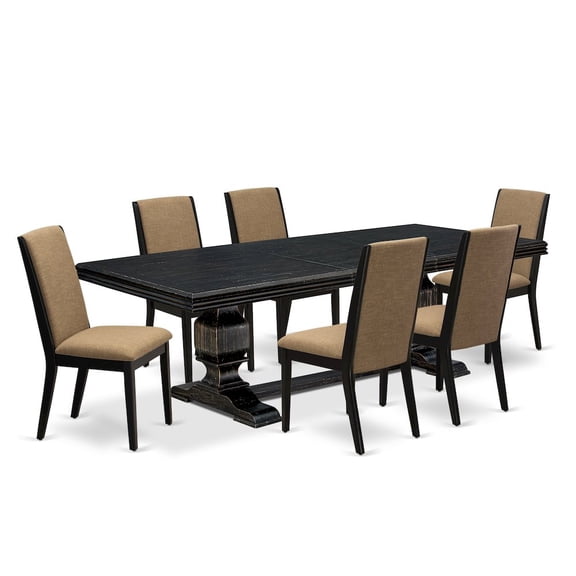 Luxe by East West Furniture 7 Pieces Kitchen table Set a Rectangular Dining Table and 6 Kitchen Chairs