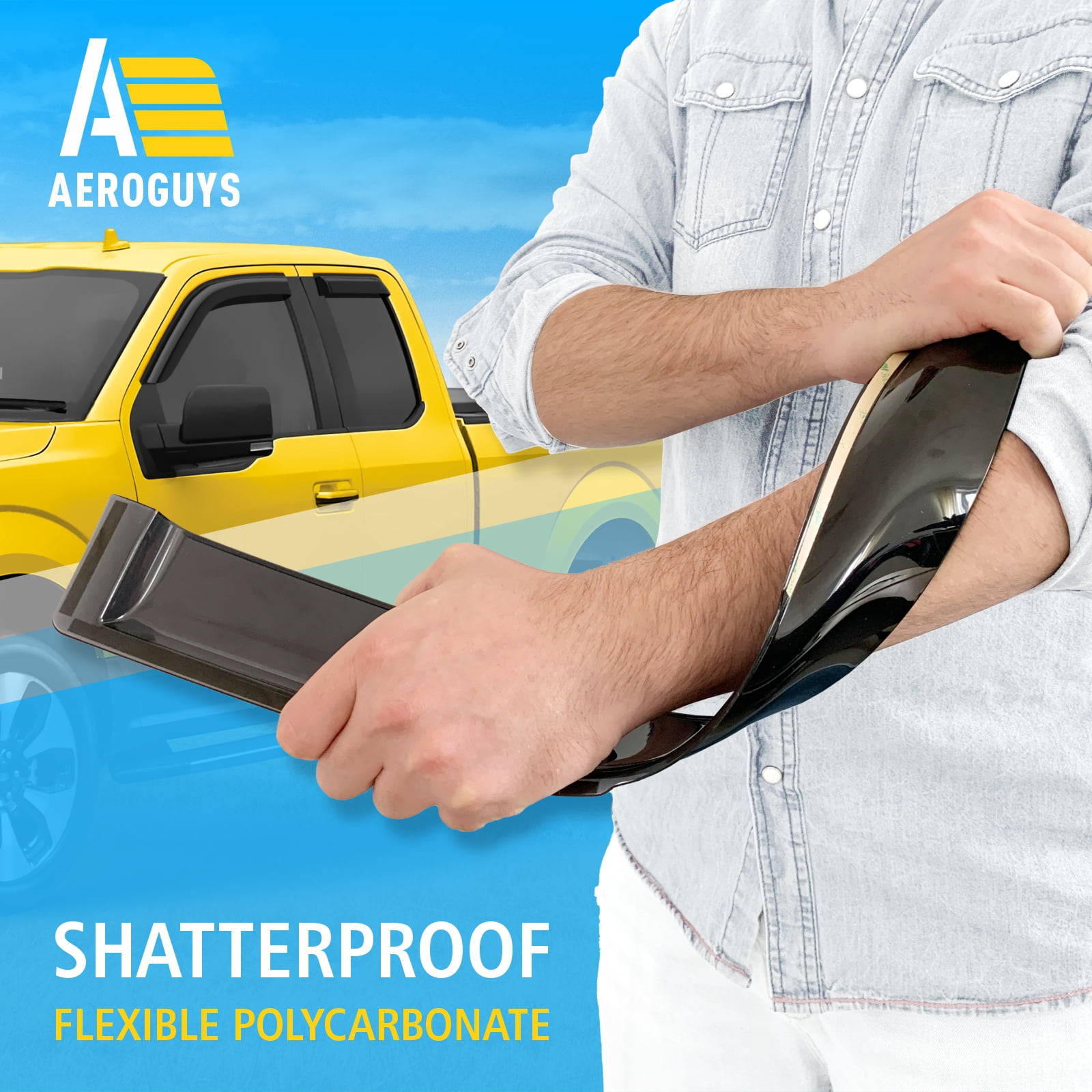 AEROGUYS Tape-On Window Deflectors Extra Durable Window Visors Rain Guards Fit for Ford F-150 2015-2025 SuperCab, Sun Visors, Wind Vent Visors, Car Accessories - 4 pcs. AG0721