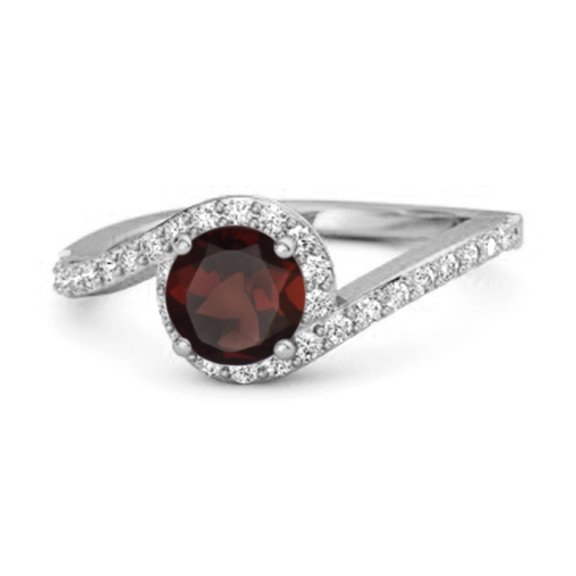 Genuine 0.25 Ctw Garnet 925 Sterling Silver Women's Valentines Day Gifts Ring