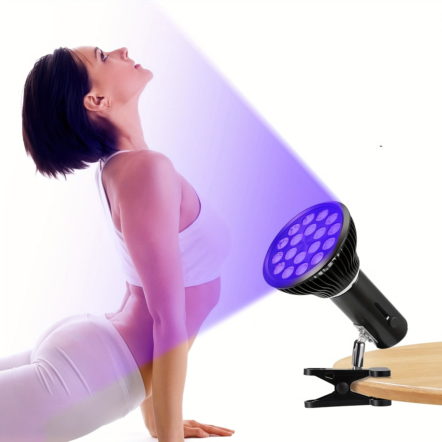 Clip-On Tanning Lamp for Home Use, 54W 395nm Indoor Tanning Light with 18 LEDs, Adjustable Clamp Light for Face and Body