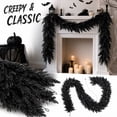 thumbnail image 7 of 6Ft Black Halloween Norfolk Pine Garland - Realistic Gothic Faux Garland Mantle Decoration, Black Artificial Hanging Vine Twigs for Door Fireplace Mantle Stairs Holiday Home Party Decoration, 7 of 7